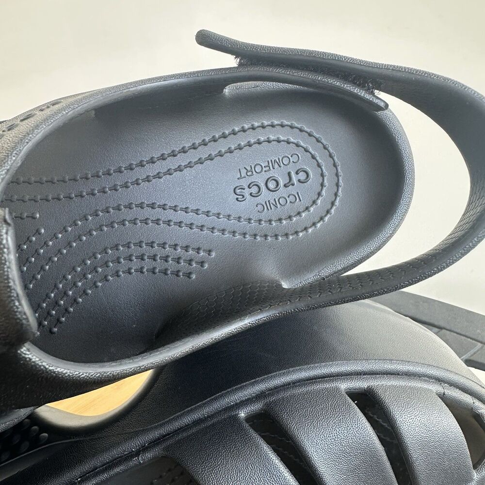 CROCS Stomp Fisherman Platform Chunky Sandals Black Summer Comfort Size M 7/W 9 - Picture 11 of 15